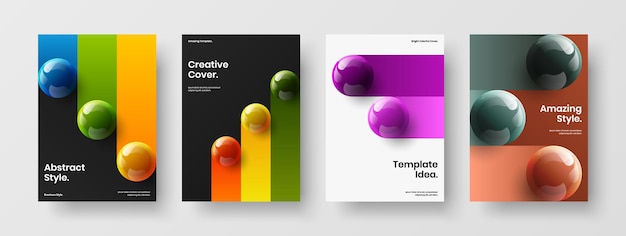 Clean realistic spheres handbill illustration composition