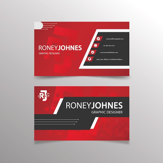 Clean red and black business card