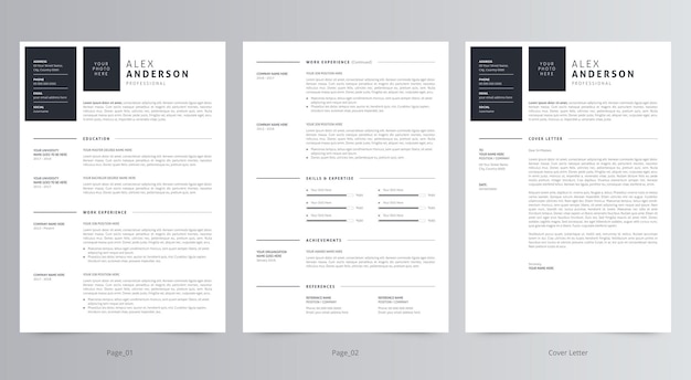 Clean resume or cv and cover letter template