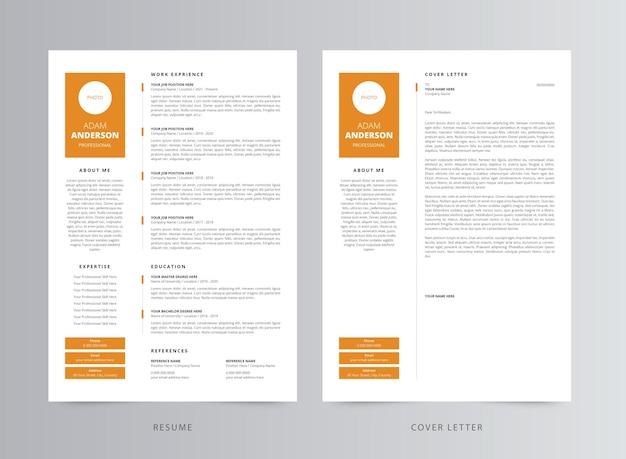 きれいな履歴書または履歴書とカバーレターのテンプレート
