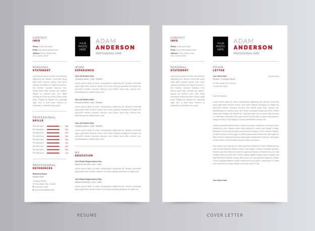 clean resume or cv and cover letter template