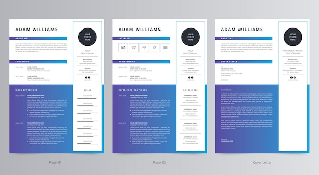 Clean resume or cv and cover letter template