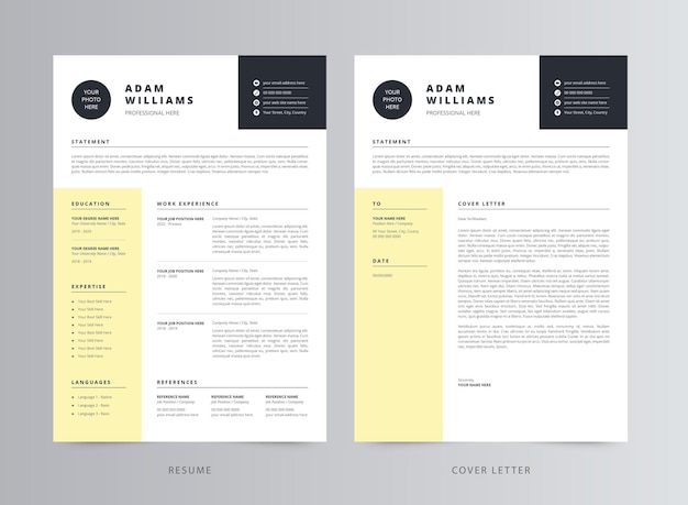 clean resume or cv and cover letter template