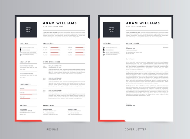 Clean resume or cv and cover letter template