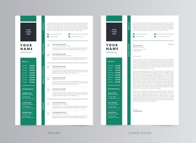 Vector clean resume or cv and cover letter template