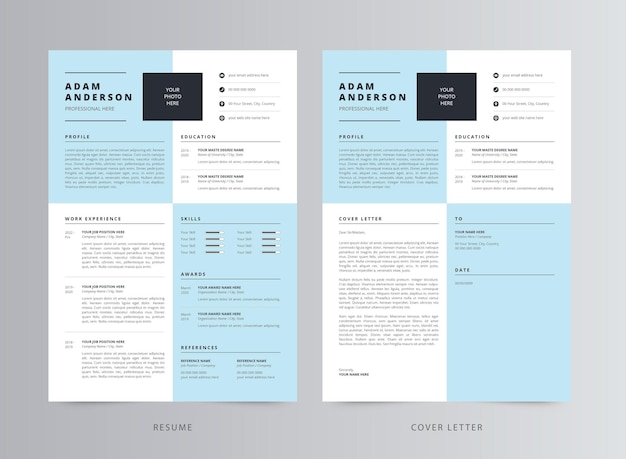 Clean Resume or CV and Cover Letter Template