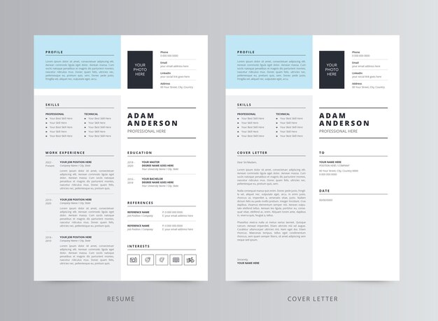 Vector clean resume or cv and cover letter template
