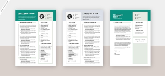 Vector clean resume cv design template with coverletter