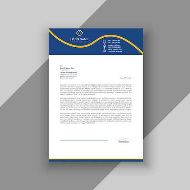 Clean simple blue letterhead design template