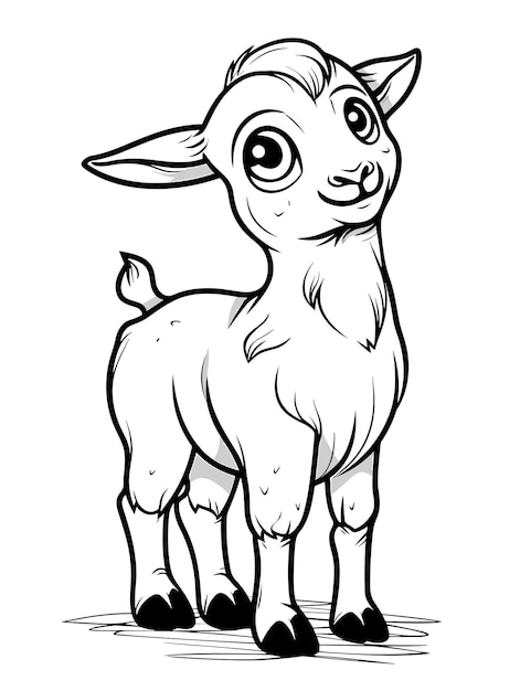 Vector clean and simple coloring page boer goat for kids