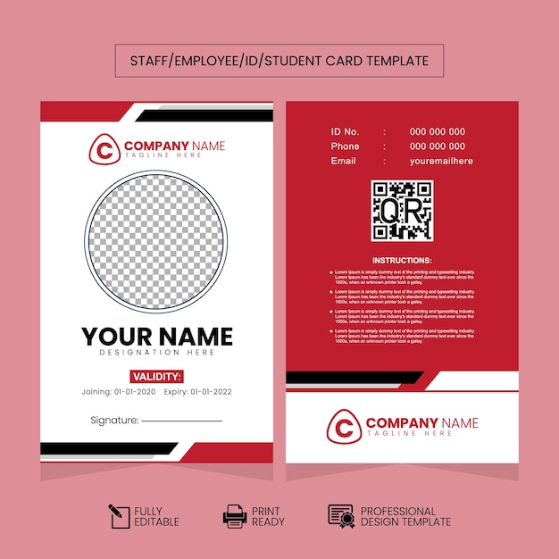 Clean and Simple ID Card Design Template. Simple Business ID Card Design Template, Clean and Smooth