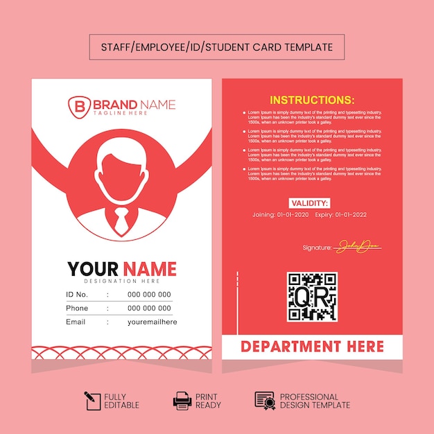 Clean and Simple ID Card Design Template Simple Business ID Card Design Template Clean and Smooth