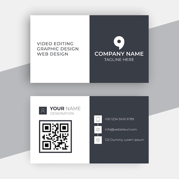 Vector clean simple minimalist professional corporate black and white vector business card template