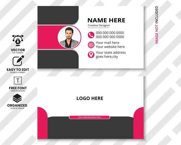 clean and simple vector creative doublesided business card design for business and personal use