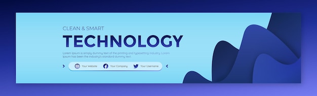 Vector clean and smart linkedin cover for technology company