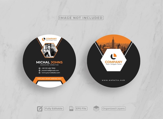 Clean style elegant die cut Circular business card design