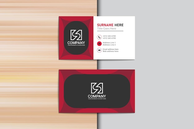 Clean style modern red and black business card template