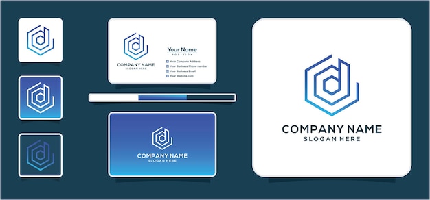 名刺テンプレートで文字DとCDを形成する清潔でスタイリッシュなロゴ
