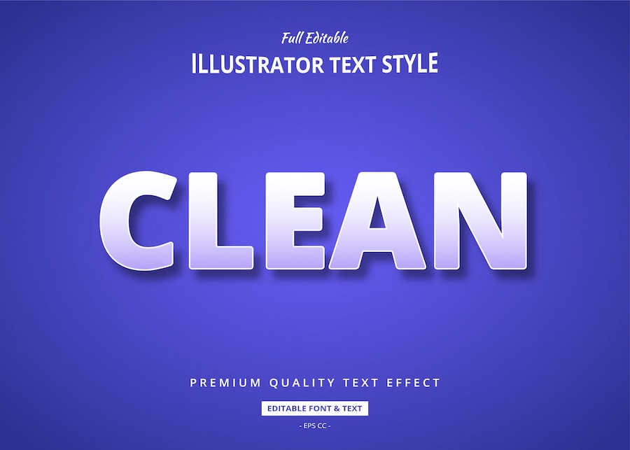 Clean txt. Premium Effect vector.