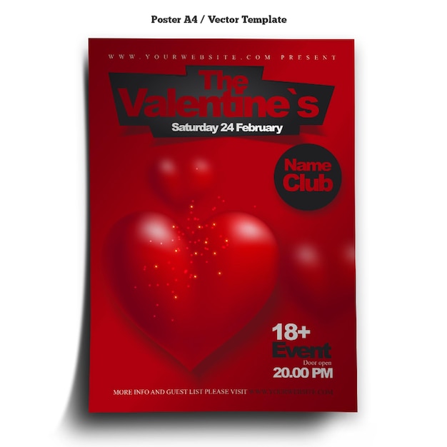 Clean Valentines Happy Event Night Poster Template