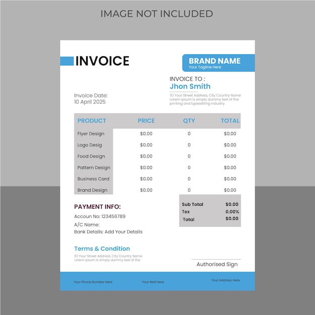 Clean Vector Invoice Design Template For Business