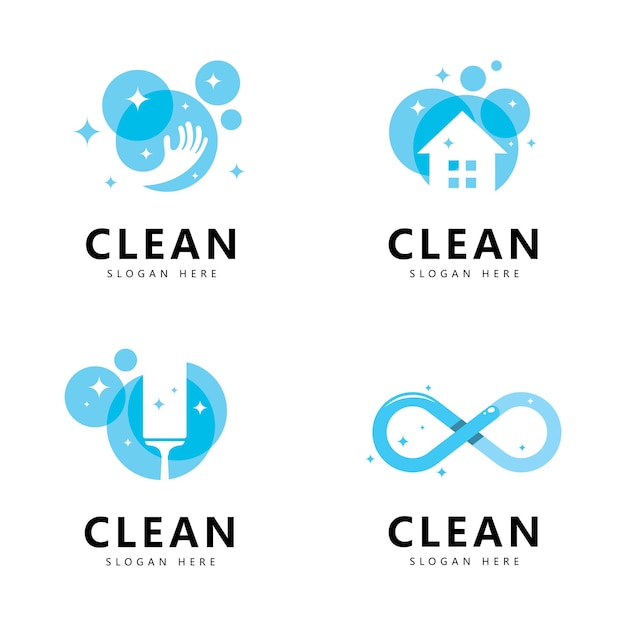 Vector clean and wash creative symbols company cleaning services graphic design