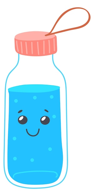 Vettore mascotte dell'acqua pulita simpatica bottiglia da palestra in plastica
