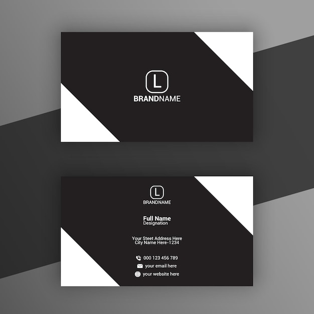 Clean White And Black Business Card Design Template