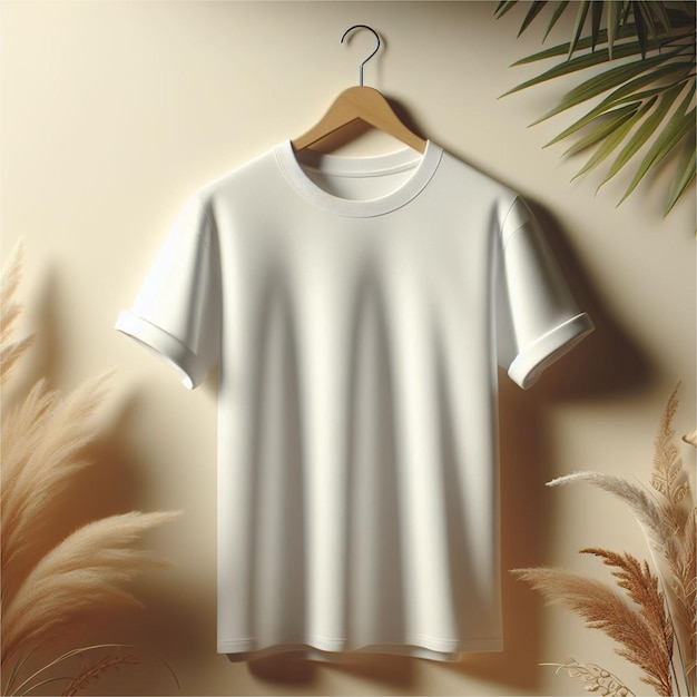 Vector clean white tee mockup serene studio setting