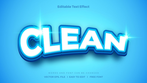 Clean word 3d editable text effect style theme