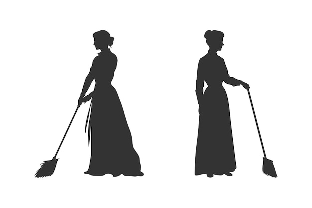 A cleaner women silhouette Vector illustration