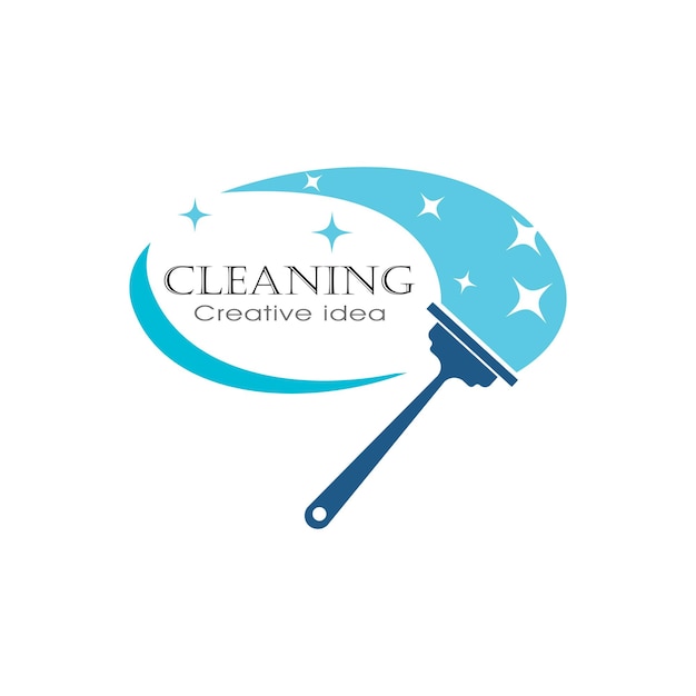 Modello vettoriale dell'icona del logo del servizio pulito di pulizia