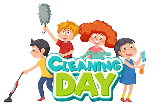 Vector cleaning day text banner