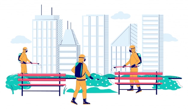 cleaning and disinfection services,   flat illustration