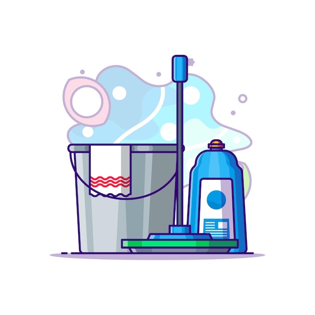Cleaning equipment  cartoon illustration. labour day  concept white isolated. flat cartoon style