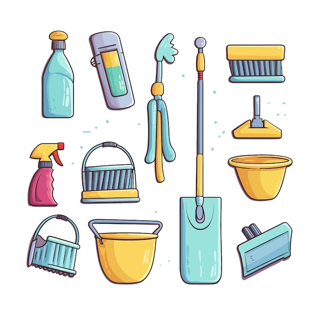 Vector cleaning equipments vector clipart white background