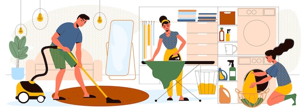 Cleaning flat illustration