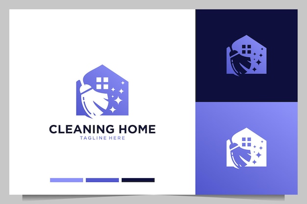 Vettore pulizia della casa con il design del logo bloom