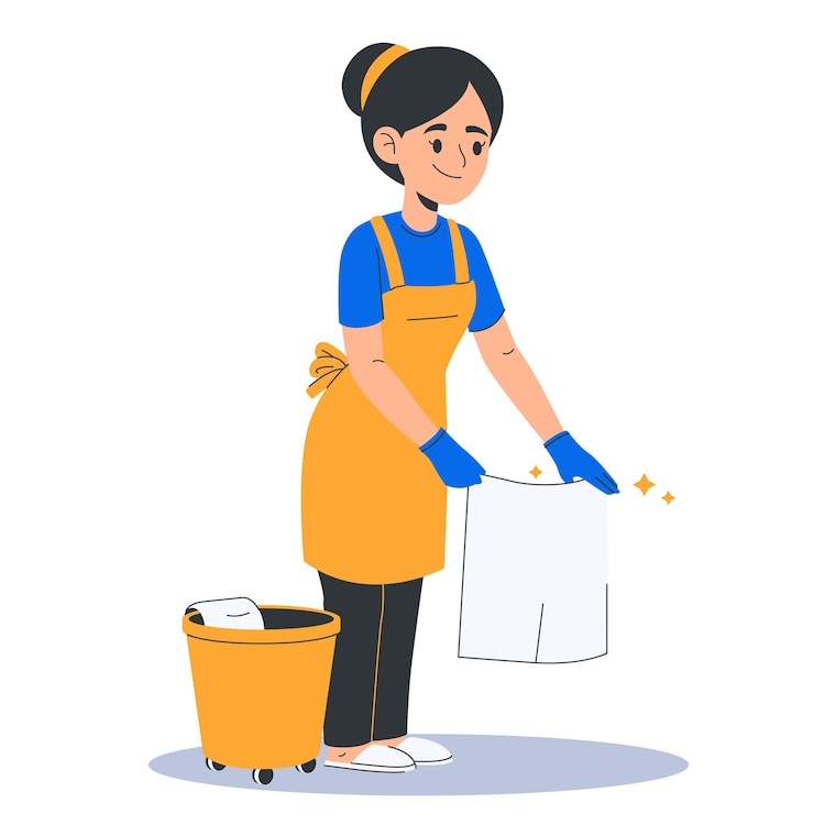 Vector cleaning hotel staff flat concept style