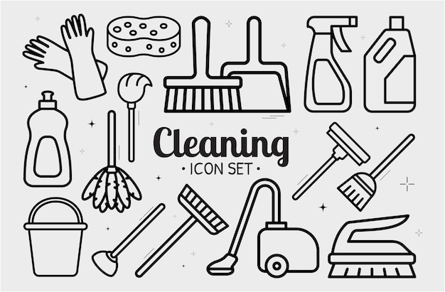 Cleaning Icon Illustration Vector Set