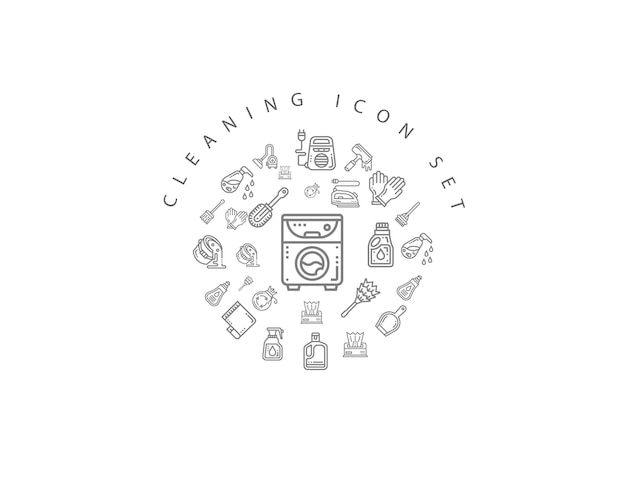 Cleaning icon set design