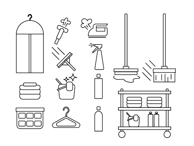 cleaning icons keep it clean outline design