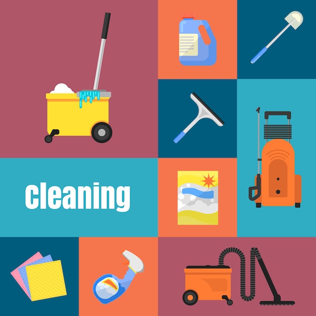 Vector cleaning icons set