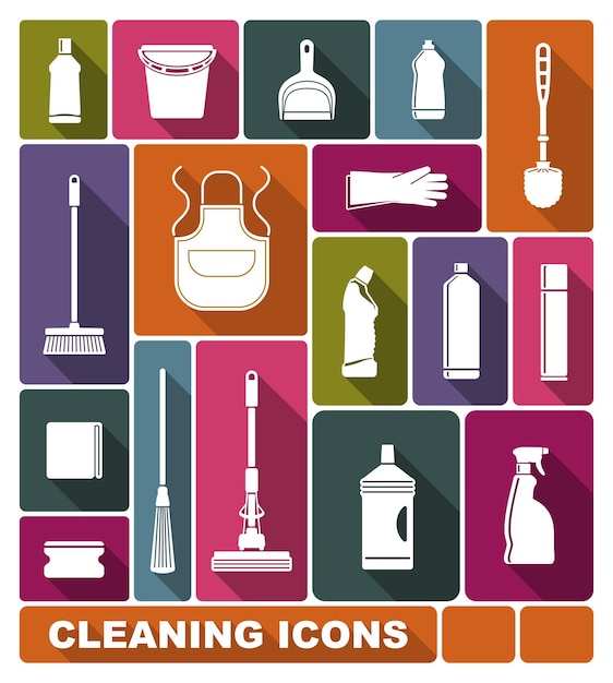 Cleaning icons Vector illustration