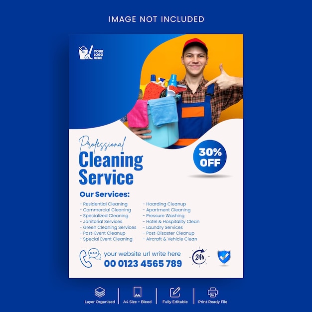 Cleaning Laundry service print flyer and leaflet template design