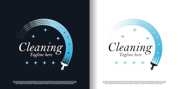 Cleaning logo design vector with creative concept premium vector