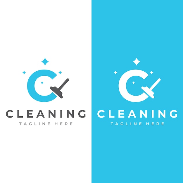 Дизайн шаблона логотипа для уборкиОчистка дома уборщик с моющим спреем и чистящими средствами