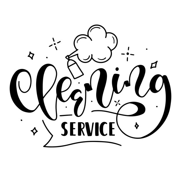 Cleaning service blak handwritten vector illustration