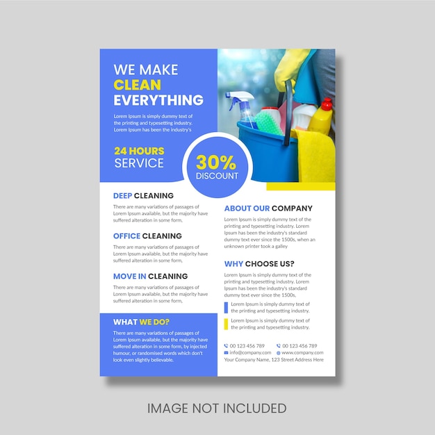 Vector cleaning service business flyer design template