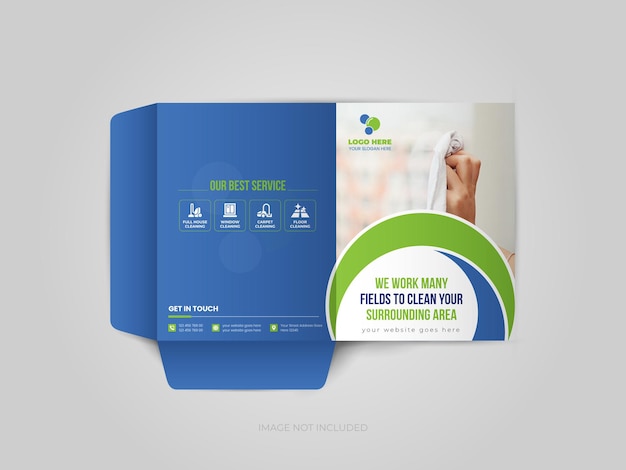 Vector cleaning service business presentation folder for files design